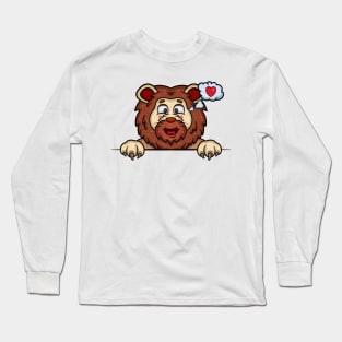 Lion Cartoon With Loving Face Expression Long Sleeve T-Shirt